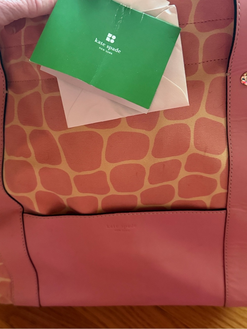 kate spade Pink Patterned Canvas & Leather Tote with Rose Trim - Picture 4 of 11